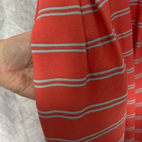 LuLaRoe Amelia Striped Coral & White Dress with Box Pleats and POCKETS - LG - Picture 10 of 11